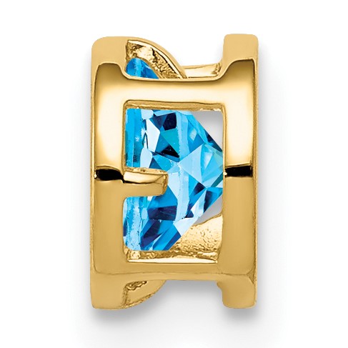 14k 5mm Round Blue Topaz Bezel Chain Slide