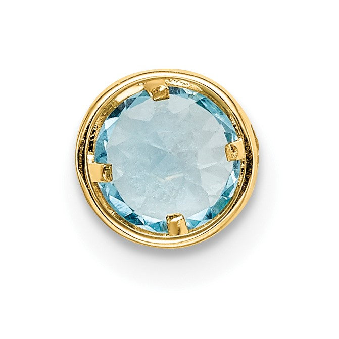 14k 5mm Round Blue Topaz Bezel Chain Slide