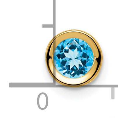 14k 5mm Round Blue Topaz Bezel Chain Slide