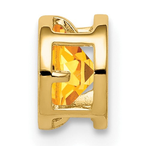 14k 5mm Round Citrine Bezel Chain Slide