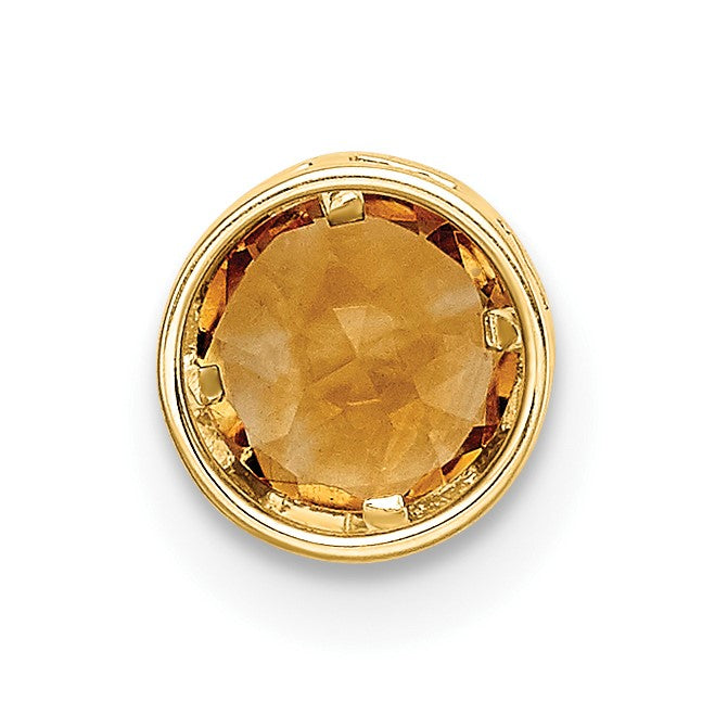 14k 5mm Round Citrine Bezel Chain Slide