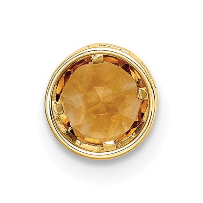 14k 5mm Round Citrine Bezel Chain Slide