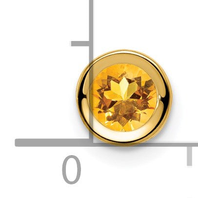 14k 5mm Round Citrine Bezel Chain Slide