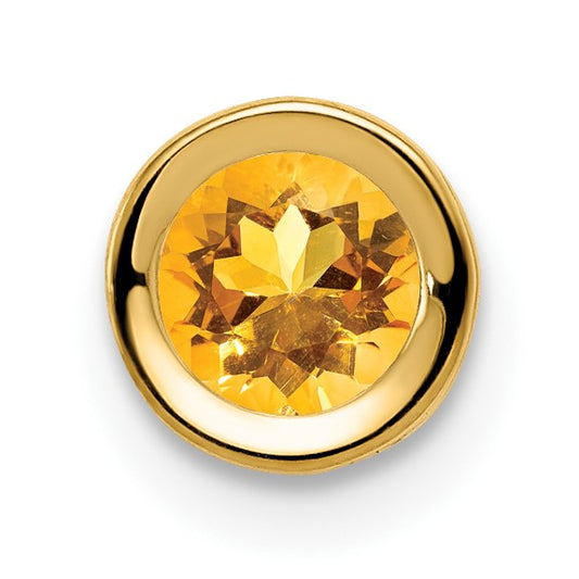 14k 5mm Round Citrine Bezel Chain Slide