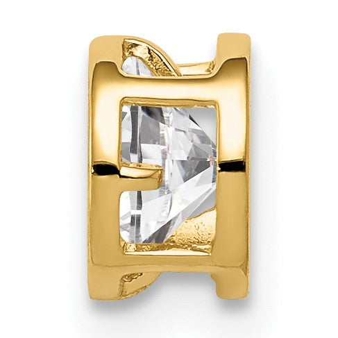 14k 5mm Round Cubic Zirconia Bezel Chain Slide