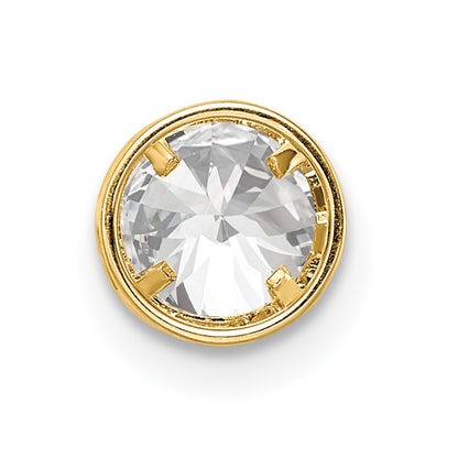 14k 5mm Round Cubic Zirconia Bezel Chain Slide