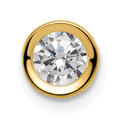 14k 5mm Round Cubic Zirconia Bezel Chain Slide