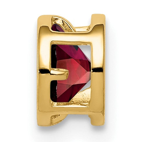14k 5mm Round Garnet Bezel Chain Slide