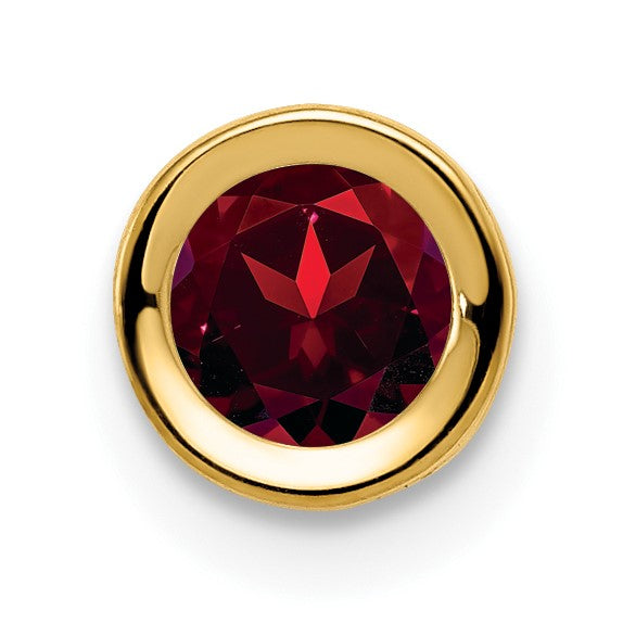 14k 5mm Round Garnet Bezel Chain Slide