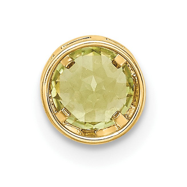 14k 5mm Round Peridot Bezel Chain Slide
