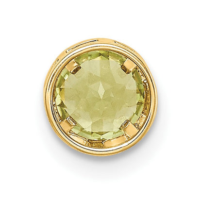 14k 5mm Round Peridot Bezel Chain Slide