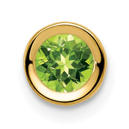 14k 5mm Round Peridot Bezel Chain Slide