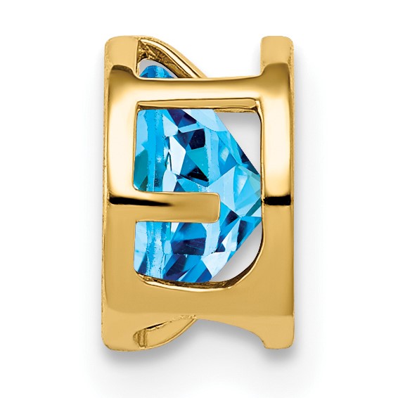 14k 6mm Round Blue Topaz Bezel Chain Slide