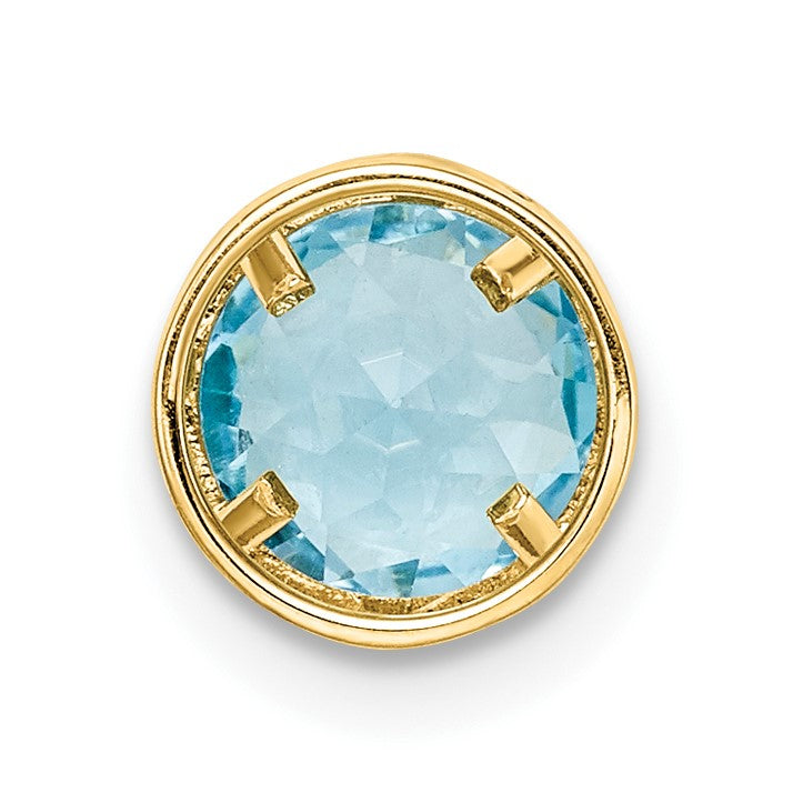 14k 6mm Round Blue Topaz Bezel Chain Slide