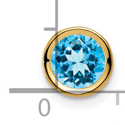 14k 6mm Round Blue Topaz Bezel Chain Slide
