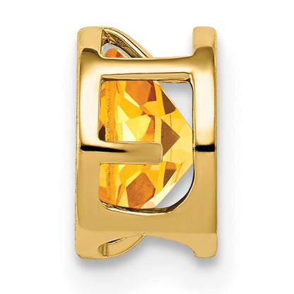 14k 6mm Round Citrine Bezel Chain Slide