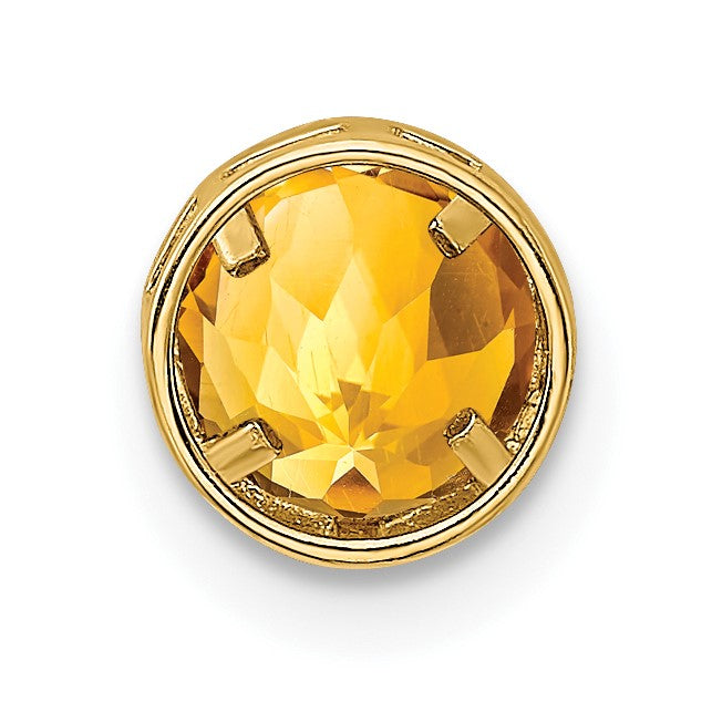 14k 6mm Round Citrine Bezel Chain Slide
