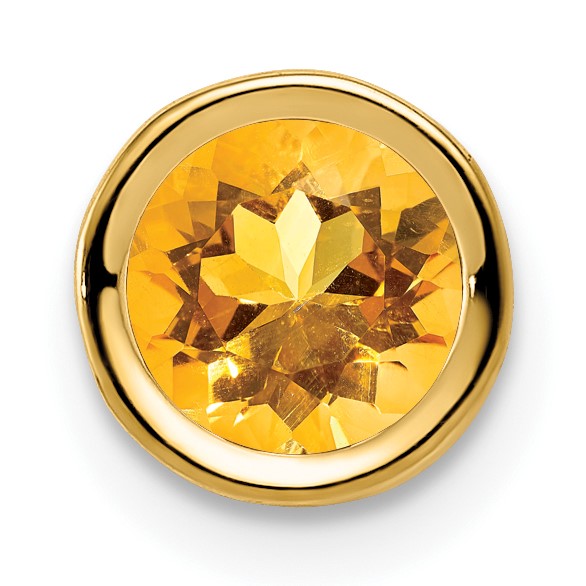 14k 6mm Round Citrine Bezel Chain Slide