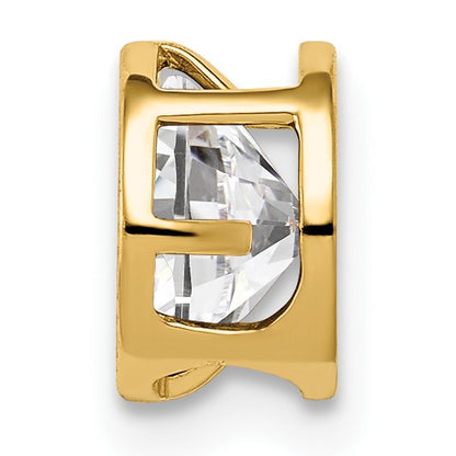14k 6mm Round Cubic Zirconia Bezel Chain Slide