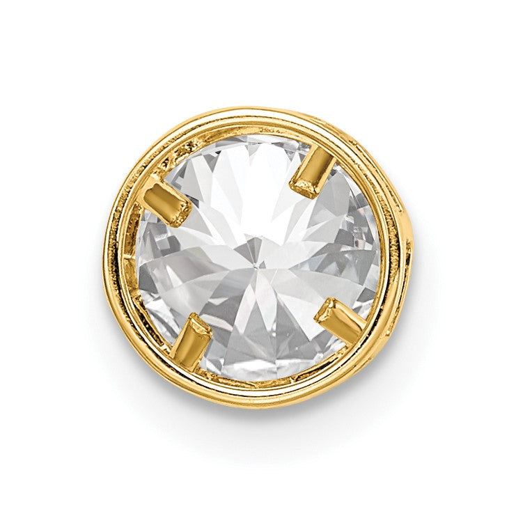 14k 6mm Round Cubic Zirconia Bezel Chain Slide