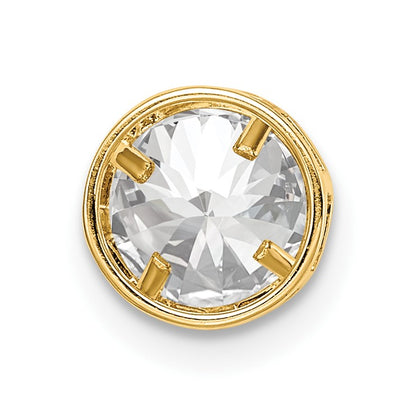 14k 6mm Round Cubic Zirconia Bezel Chain Slide