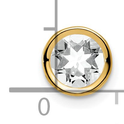 14k 6mm Round Cubic Zirconia Bezel Chain Slide