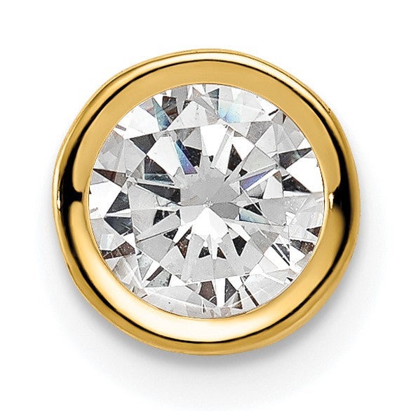 14k 6mm Round Cubic Zirconia Bezel Chain Slide