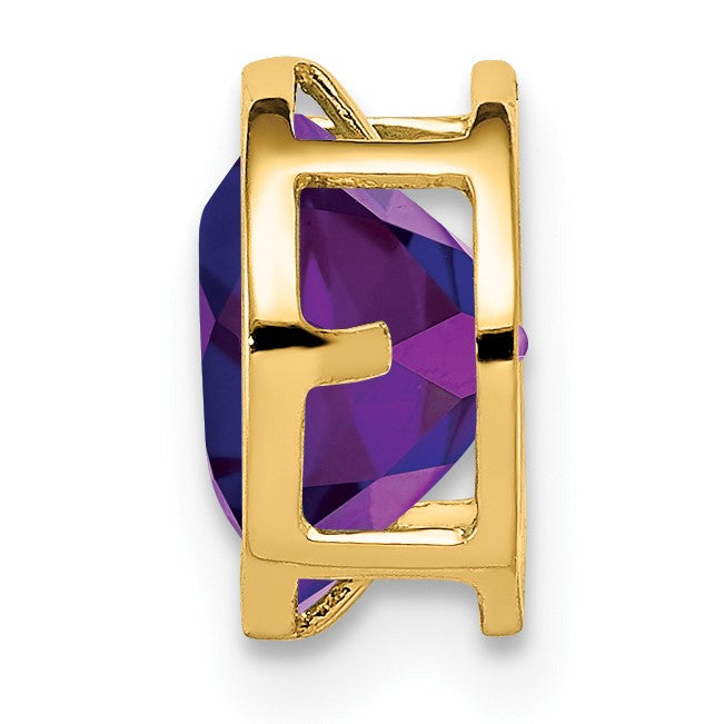 14k 7mm Round Amethyst Bezel Chain Slide