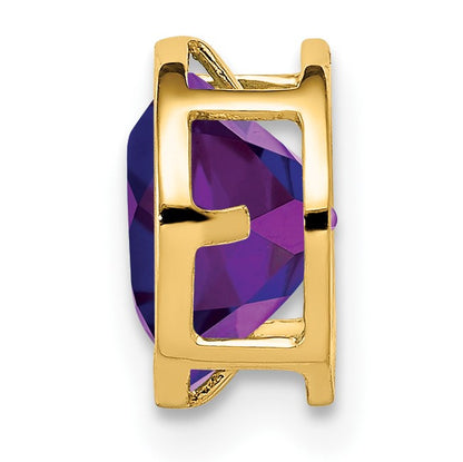 14k 7mm Round Amethyst Bezel Chain Slide