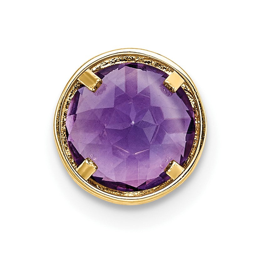 14k 7mm Round Amethyst Bezel Chain Slide
