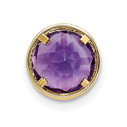 14k 7mm Round Amethyst Bezel Chain Slide