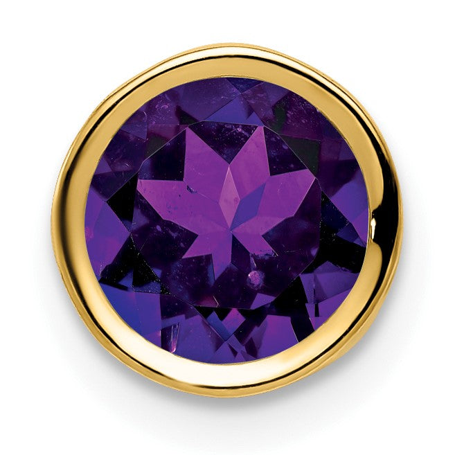 14k 7mm Round Amethyst Bezel Chain Slide