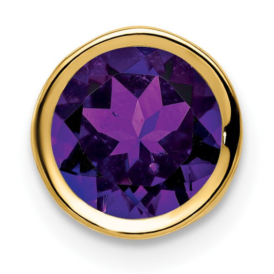 14k 7mm Round Amethyst Bezel Chain Slide