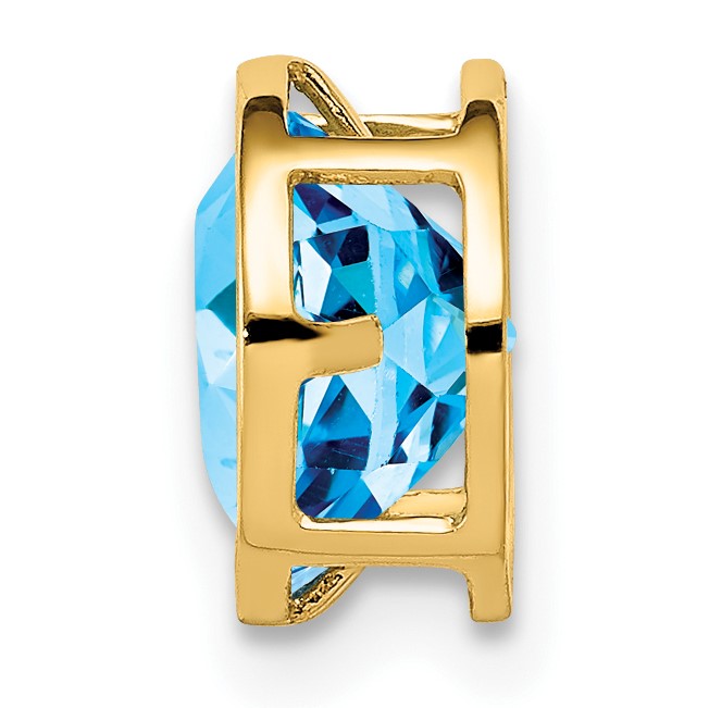 14k 7mm Round Blue Topaz Bezel Chain Slide