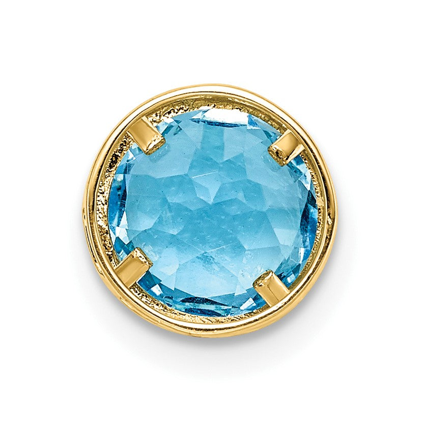 14k 7mm Round Blue Topaz Bezel Chain Slide
