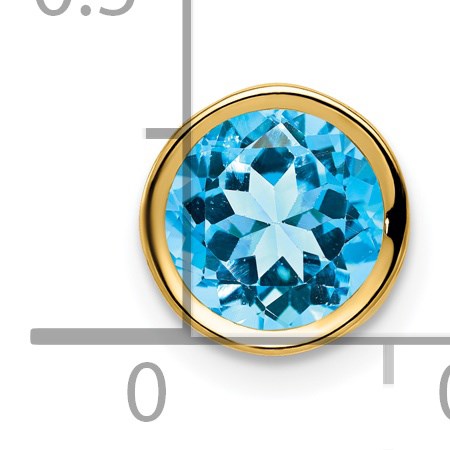 14k 7mm Round Blue Topaz Bezel Chain Slide