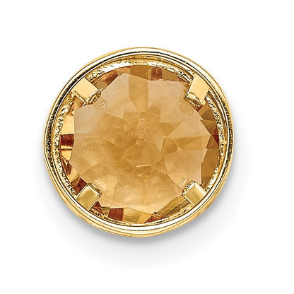 14k 7mm Round Citrine Bezel Chain Slide