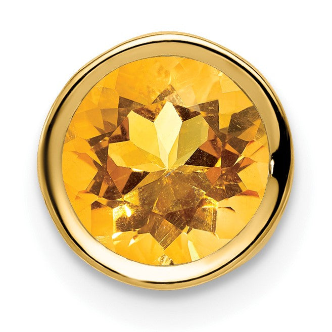 14k 7mm Round Citrine Bezel Chain Slide