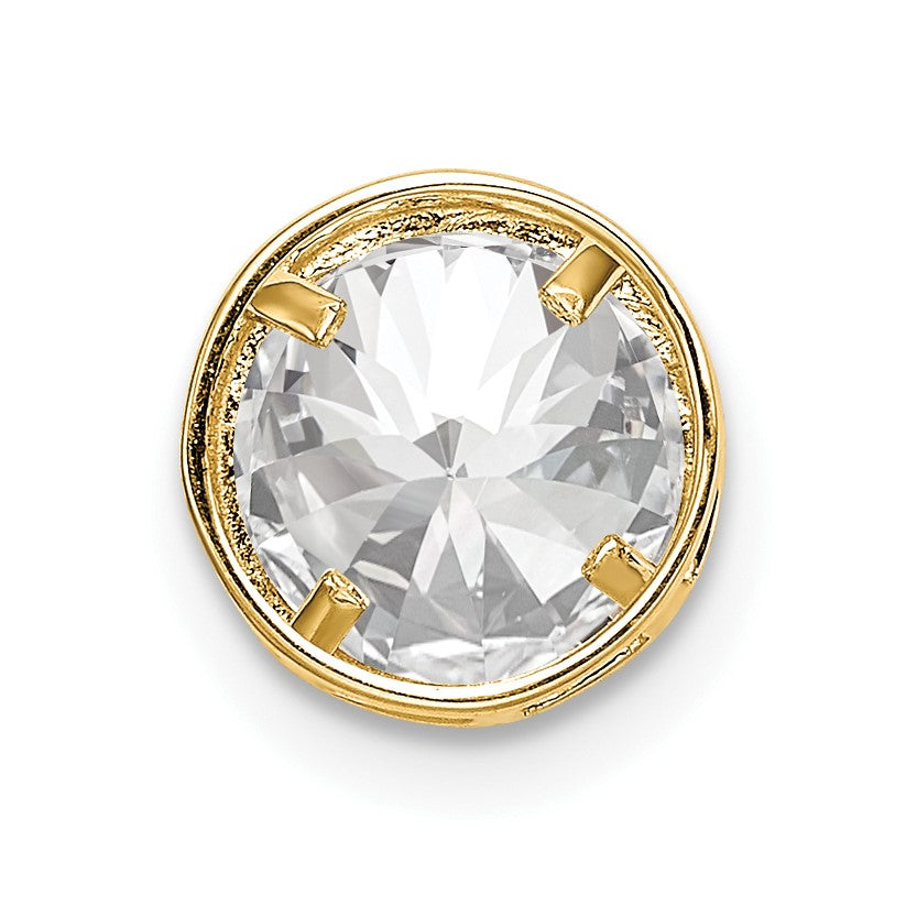 14k 7mm Round Cubic Zirconia Bezel Chain Slide