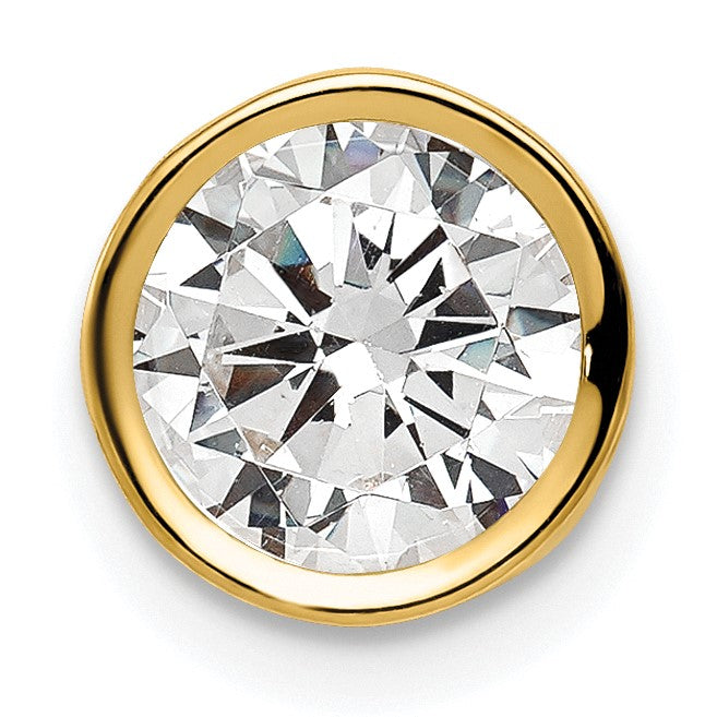 14k 7mm Round Cubic Zirconia Bezel Chain Slide