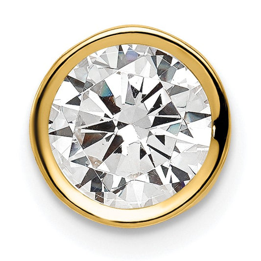 14k 7mm Round Cubic Zirconia Bezel Chain Slide