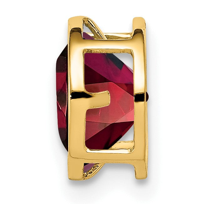14k 7mm Round Garnet Bezel Chain Slide