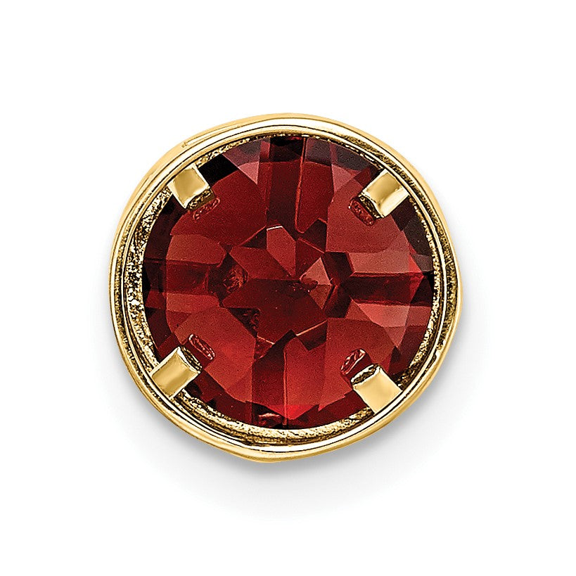 14k 7mm Round Garnet Bezel Chain Slide