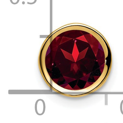14k 7mm Round Garnet Bezel Chain Slide