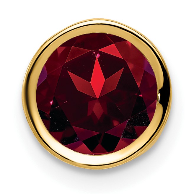 14k 7mm Round Garnet Bezel Chain Slide
