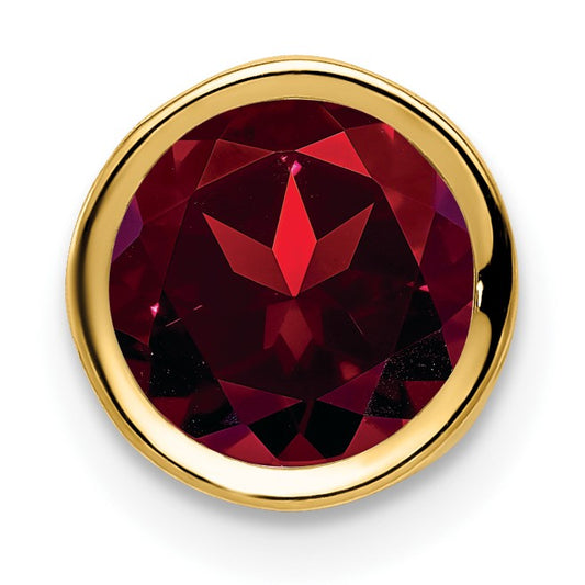 14k 7mm Round Garnet Bezel Chain Slide
