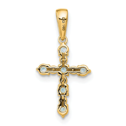 14k Aquamarine and Diamond Cross Pendant