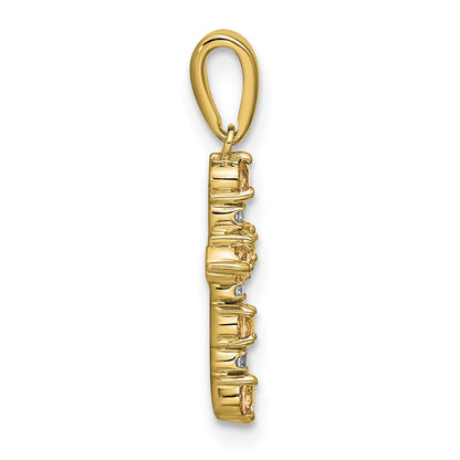 14k Citrine and Diamond Cross Pendant