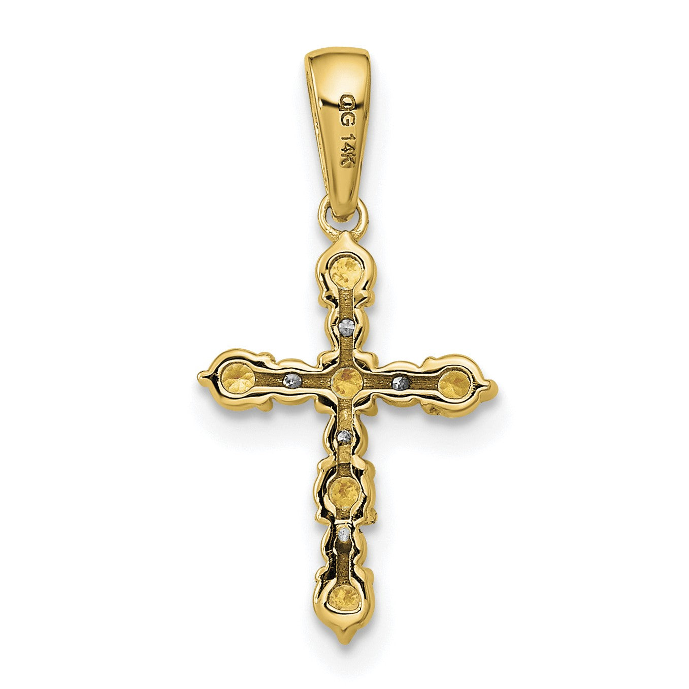 14k Citrine and Diamond Cross Pendant