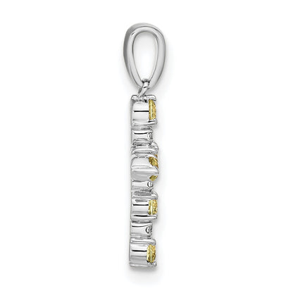 14k White Gold Peridot and Diamond Cross Pendant